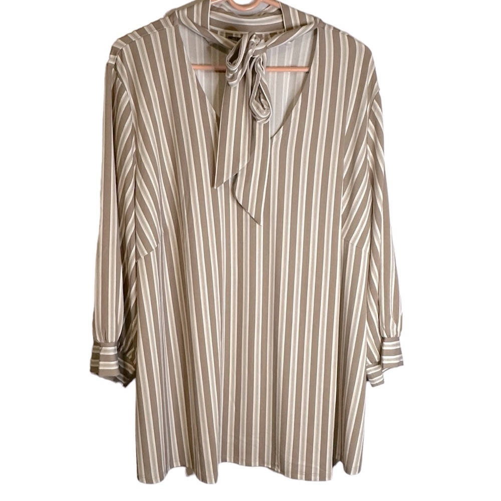 Adrianna Papell Women's Tie Neck 3/4 Sleeve Knit Top 3X NWT AD1S301432W‎